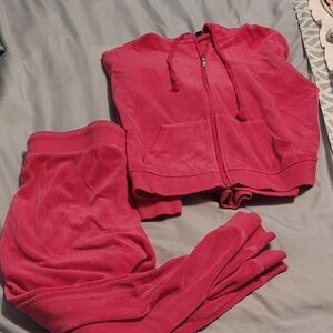 Pink Velour Tracksuit Set
